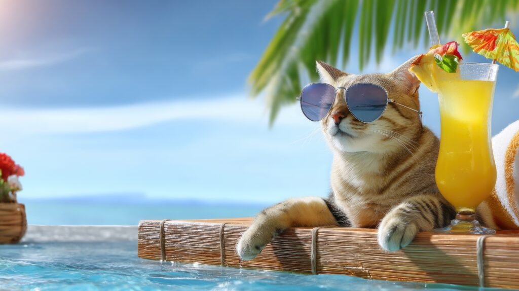Chat pina colada en vacance